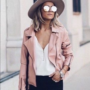 Guess blush pink vegan leather moto jacket size medium